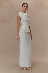 Francisca Cowl Neck Knit Top - White