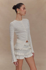 Amy Pointelle Bell Sleeve Cardigan - Ivory