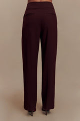 Penelope Pleated High Waisted Pants - Mahogany