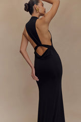 Elke Slinky V Neck Maxi Dress - Black