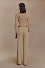 Frannie Gathered Silk Blend Knit Pants - Sand