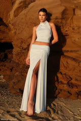 Calandra Slinky Maxi Skirt - Pale Blue