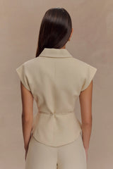 Andina Shortsleeve Linen Top - Natural Beige