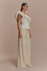Debbie One Shoulder Bubble Top - White