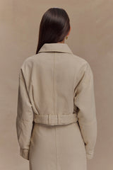 Fallon Cropped Denim Jacket - Stone Wash