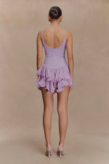 Calantha Ruffle Mesh Mini Dress - Lilac