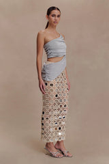 Corah Lurex Drape Knit Top - Silver