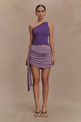 Cali Drape Skirt Knit Mini Dress - Purple