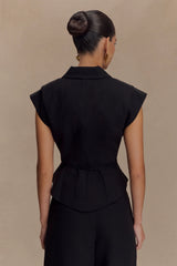 Andina Shortsleeve Linen Top - Black