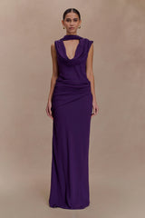 Giulia Chiffon Draped Maxi Dress - Purple