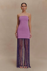 Koah Fringe Bandage Knit Maxi Dress - Purple