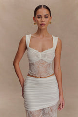Guinevere Lace And Mesh Top - Ivory