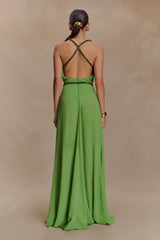 Elaine Chiffon Beaded Maxi Dress - Green
