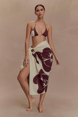 Evie Cotton Sarong - Chocolate Deco Fleur Print
