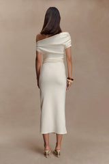 Kendra Scuba Jersey Midi Dress With Hardware - Ivory