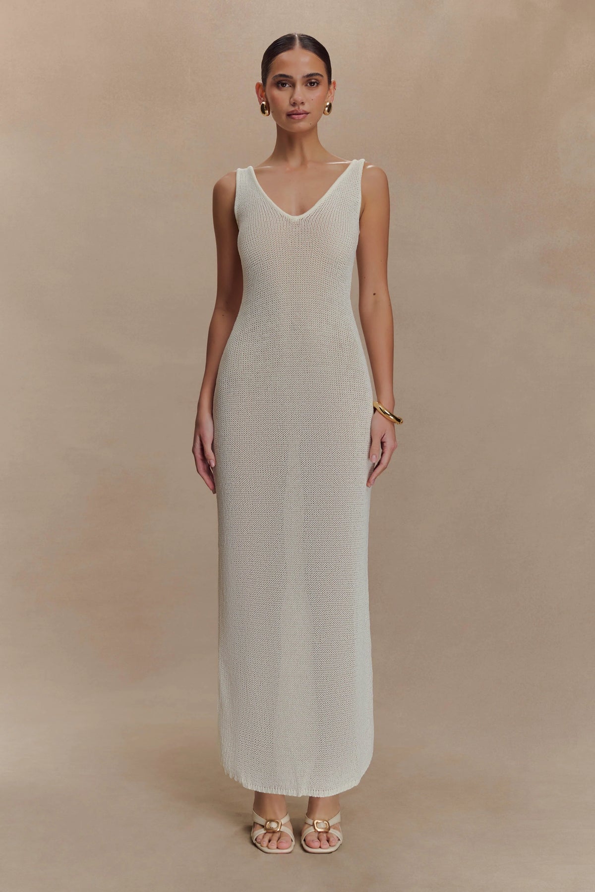 Ari Tape Yarn Knit Maxi Dress - White