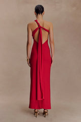 Philippa Knotted Crepe Maxi Dress - Ruby