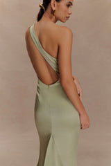 Harper One Shoulder Gown - Sage
