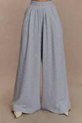 Aspen Gathered Wide Leg Jogger - Light Grey Marle