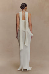 Caprice Halter Knit Maxi Dress - White