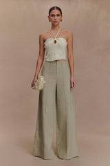 Brandi Linen Straight Leg Pant - Basil