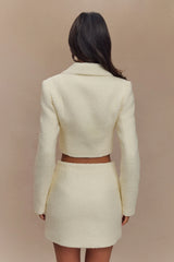 Mirelle Textured Boucle Cropped Long Sleeve Top - Ivory