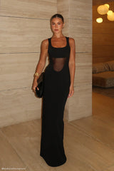 Marlon Crepe And Mesh Maxi Dress - Black