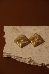 Indira Twisted Square Earrings - Gold