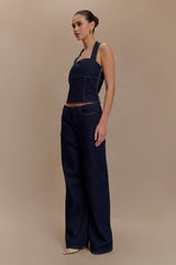 Caitlin Mid Rise Denim Jeans - Indigo Blue