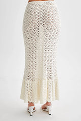 Anais Frill Knit Midi Skirt - Ivory
