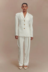 Penelope Pleated High Waisted Pants - Ivory