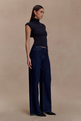 Freesia High Neck Sleeveless Top - Black