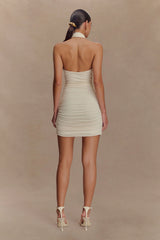 Mariposa Slinky Halter Mini Dress - Ivory