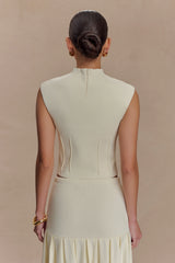 Romaine High Neck Bandage Knit Top - Ivory