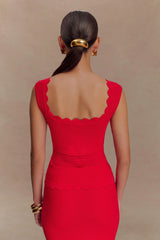 Madeline Scallop Knit Top - Red