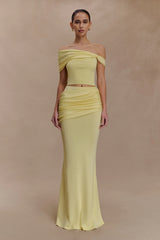 Irene Gathered Knit Maxi Skirt - Lemon