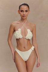 Aesha Floral Crochet Bikini Top - Ivory