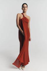 Philippa Knotted Crepe Maxi Dress - Ruby