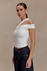 Anna One Shoulder Modal Top - White
