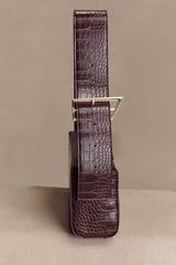 Maria Faux Leather Crocodile Shoulder Bag - Chocolate