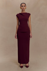 Francisca Mid Rise Knit Maxi Skirt - Merlot