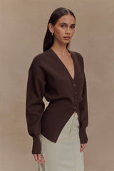 Alexia Buttoned Oversized Cardigan - Dark Chocolate