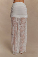 Guinevere Lace And Mesh Maxi Skirt - Ivory