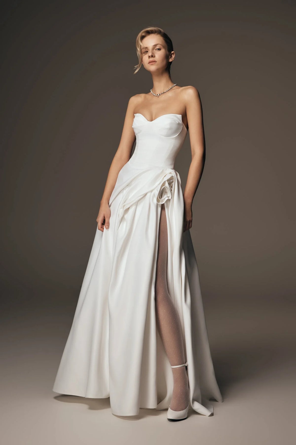 Elizabeth Strapless Corset Maxi Dress - White