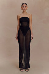 Aoife Strapless Mesh Bodysuit - Black