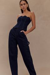 Renata Barrel Denim Jeans - Indigo Blue