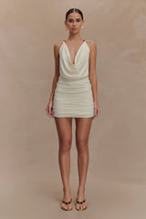 Astraeus Beaded Cowl Mini Dress - Ivory
