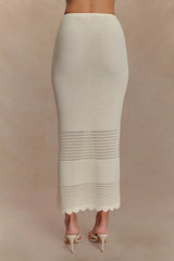 Madeline Scallop Knit Midi Skirt - Ivory