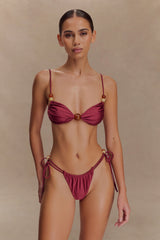 Memphis Beaded Bikini Bottom - Wine