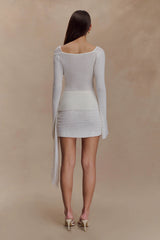 Elowen Knit Cowl Long Sleeve Top - White